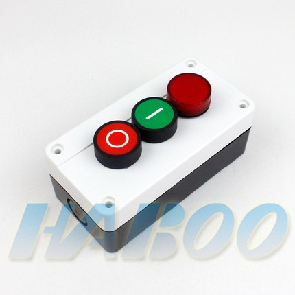 自动复位带符号按钮指示灯信号灯开关保护盒 3位 3孔XB2-B363白色
