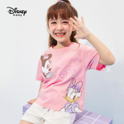 迪士尼女童时尚短袖T恤中小童速干运动上衣宝宝圆领汗衫100-140码