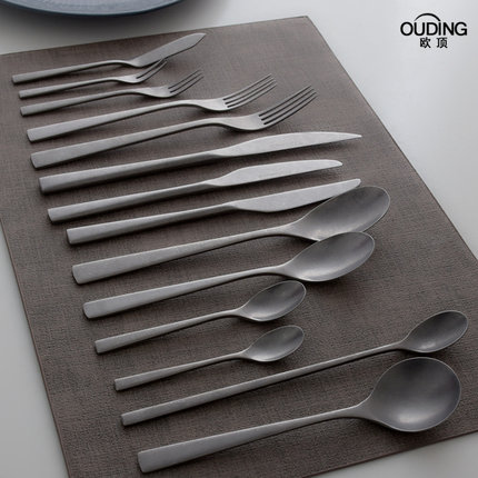 北欧雪花INS复古设计304不锈钢餐具牛排刀叉勺子水果叉长柄咖啡勺