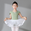 儿童舞蹈服新款女童形体练功夏季短袖民族演出紧身考级艺考连体服