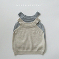 AOSTA韩国代购童装夏款婴幼儿女童宝宝纯色针织背心吊带无袖上衣