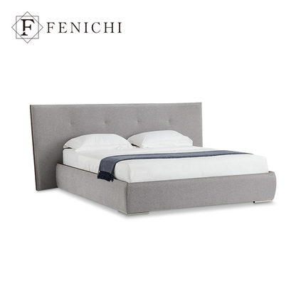 菲尼其意式极简宽屏床主卧大床高端大气布艺双人床创意设计师家具