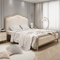 美式实木轻奢床现代简约家具1.8米主卧婚床法式双人床布艺公主床