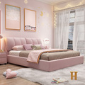 小户型公主床床布艺主卧床现代简约科技可拆洗大床软包粉色布双人
