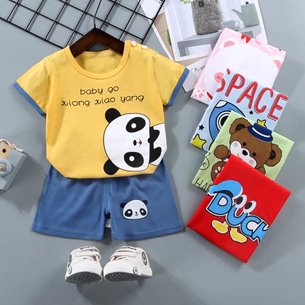 夏季儿童纯棉短袖T恤套装韩版婴幼儿宝宝短袖短裤两件套新款