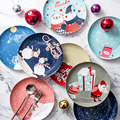 圣诞创意卡通陶瓷餐盘圣诞节西餐餐具碟子盘子新年小礼物套装系列