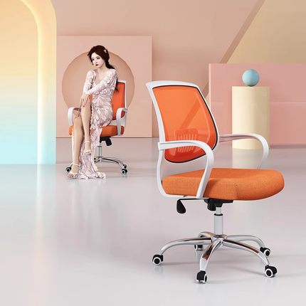 时尚简约职员办公椅网布转椅家用休闲舒适电脑椅人体工学钢架椅子