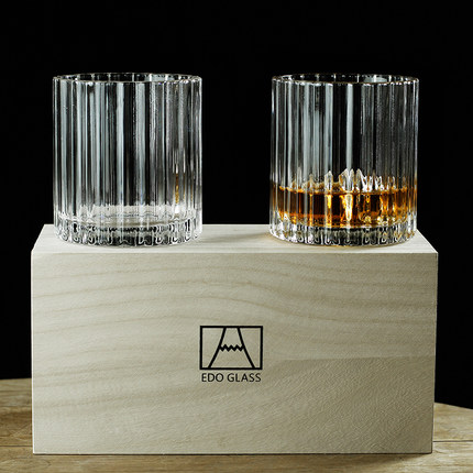 北欧水晶对杯情侣杯子 酒杯玻璃水杯威士忌杯创意款ins风木盒套装