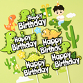 恐龙烘焙蛋糕装饰插件绿色霸王龙插牌男宝宝生日周岁儿童派对装扮