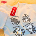 悦游童装 [咖啡猫猫]潮牌男童女童儿童短袖T恤夏季纯棉宽松上衣