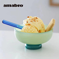 日本Amabro彩色玻璃碗勺甜品沙拉碗冰淇淋酸奶家用水果雪糕碗