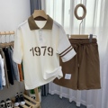 卡芙恰恰正品2024夏新款男女童休闲运动套装2件套纯棉短袖中裤651