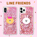 linefriends适用xr苹果x流沙iphone11pro手机壳xsmax闪粉8plus女7