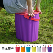 日本hachiman创意手提水桶凳子野餐桶洗衣收纳桶洗澡凳椅塑料进口