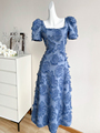 蓝色长裙气质高级感