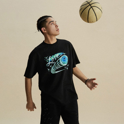 PHEW“爱篮球”数码印花短袖T恤男夏季美式宽松潮流上衣潮牌衣服