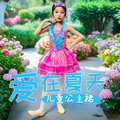 女童洋气无袖公主连衣裙2024夏季小学生运动会舞蹈服团体表演出服