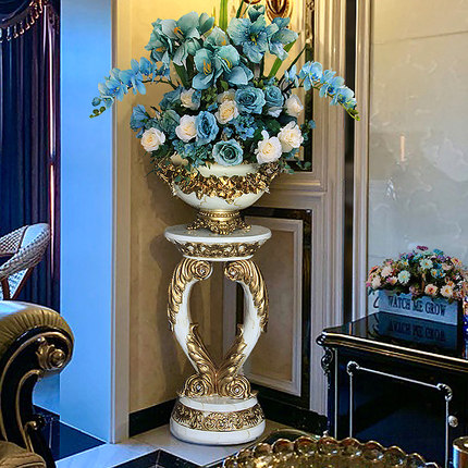 欧式落地大花瓶 仿真花艺套装 客厅装饰摆件美式家居饰品插花摆设