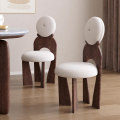 北欧法式侘寂风实木餐椅中古家用靠背椅子设计师化妆椅简约耳环椅