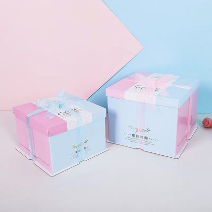 50套加厚蛋糕盒6寸生日蛋糕盒纸盒手提方形盒子西点包装盒包邮