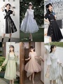 古风短袖连衣裙汉元素裙子中式国风日常甜美中长款雪纺气质夏季女