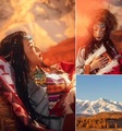 摄影背景布影楼写真直播大山拍摄拍照藏族雪山无缝加厚油画帆布