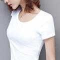 白色纯棉短袖t恤女修身显瘦夏季2024年新款打底体恤半袖紧身上衣