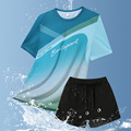 休闲男女运动套装夏季健身羽毛球服短袖T恤男士速干衣服跑步宽松