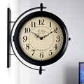 汉时挂钟双面数字时钟客厅家用两面挂表金属简约壁钟双面钟HDS66