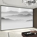 新中式水墨山水画墙纸办公室会议室电视背景墙布大气壁纸无缝壁画
