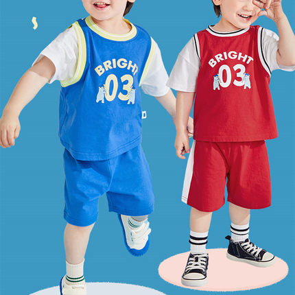 宝宝套装夏季薄款男童篮球服透气儿童运动服夏款小童纯棉衣服夏装