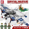 森宝生存战争P38战斗机模型益智拼装男孩军事拼插积木玩具207105