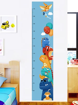 宝宝量身高墙贴卡通可记录身高测量仪一整张静电身高尺贴画不伤墙