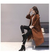 2017秋冬新款韩版女装时尚气质宽松中长款呢子大衣茧型毛呢外套女