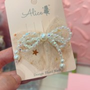 【饰品】珍珠水晶蝴蝶结发夹单个D654（满9.9元包邮）