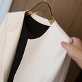 纯白色西装式短外套女春季新款气质职业裙装外搭无扣短款外套长袖