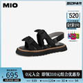 MIO米奥2024年夏季低跟舒适休闲凉鞋复古蝴蝶新中式厚底凉拖女鞋