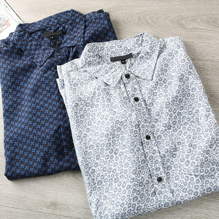 芬兰订单！高垂感 100人棉+外贸尾货 夏季男士薄款休闲短袖衬衫潮