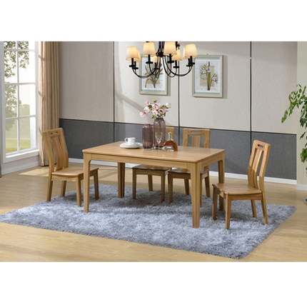 全实木餐桌椅组合榆木餐桌1.5米长方形饭桌简约现代原木餐台定制