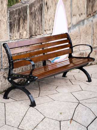 公园椅户外长椅室外长凳庭院休闲座椅排椅防腐实木塑木铁艺靠背椅
