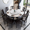 新中式全实木餐桌椅组合现代简约大理石圆形饭桌带转盘家用小户型