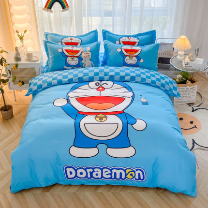 新款哆啦A梦卡通四件套床单被套男孩多啦儿童学生床上三件套