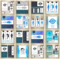 矢量设计素材 水彩蓝色海洋鱼类海鲜菜单饭店LOGO横幅海报名片EPS