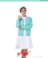 北京依洁衣美新款护士毛衣女式针织衫长袖开衫圆领浅绿色女羊绒衫