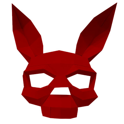 网红万圣节恐怖兔子面具半脸饰品手工纸模女成人化妆舞会搞怪道具