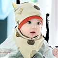 速发日本gp婴儿帽子围脖两件套春秋薄款冬季婴幼儿男女童包头
