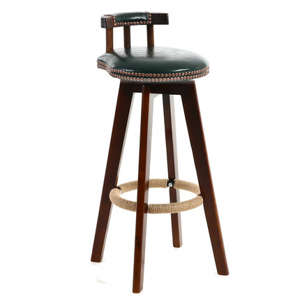 实木吧台椅子高脚凳复古美式x吧椅现代简约酒吧椅家用旋转创意吧