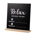 Chalkboard Style Desktop Wood BWiFi Sign Home Business Passw