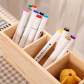 幼儿园美工区画室木质收纳盒画笔蜡笔马克笔笔盒实木多格工具盒
