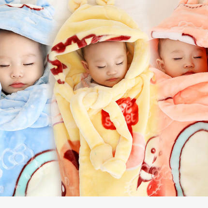 毛毯睡袋婴儿抱被l秋冬季冬天新生儿抱毯双层加厚外出推车盖毯披